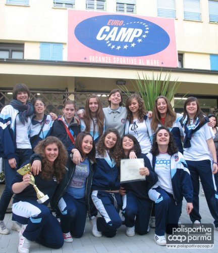All'esterno dell'Eurocamp con il trofeo, prima del ritorno a Parma