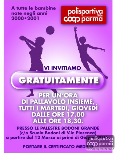 Invito, gratuito, per provare uno sport della Polisportiva Coop.