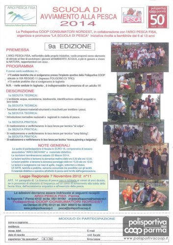 ..la locandina è consultabile presso i migliori negozi di pesca di Parma..